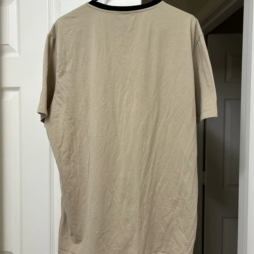 SHEIN Beige Reaction Tee with Black Trim, Size XXL